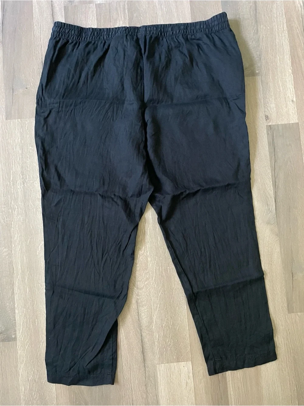 H&M Navy Blue Linen Pull On Drawstring Full Leg Pants - Size XXL